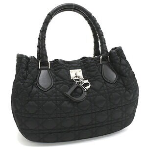 Christian Dior Lady Lovely Line Handbag Cannage Quilted Nylon Black
